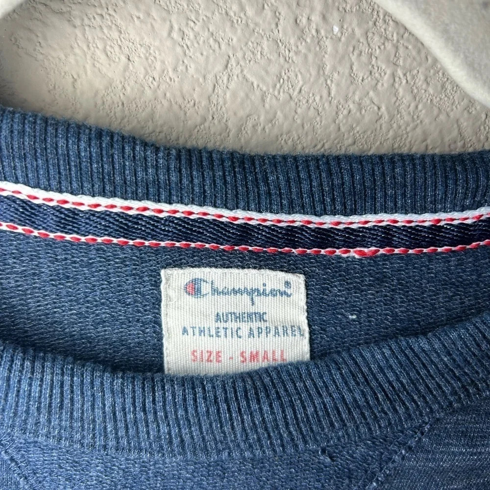 Champion French Terry Pullover Crewneck Sweatshirt Mens Size S Blue Authentic - Picture 2 of 7